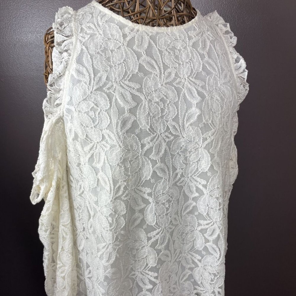 Promesa Cold Shoulder Lace Top Blouse Small
